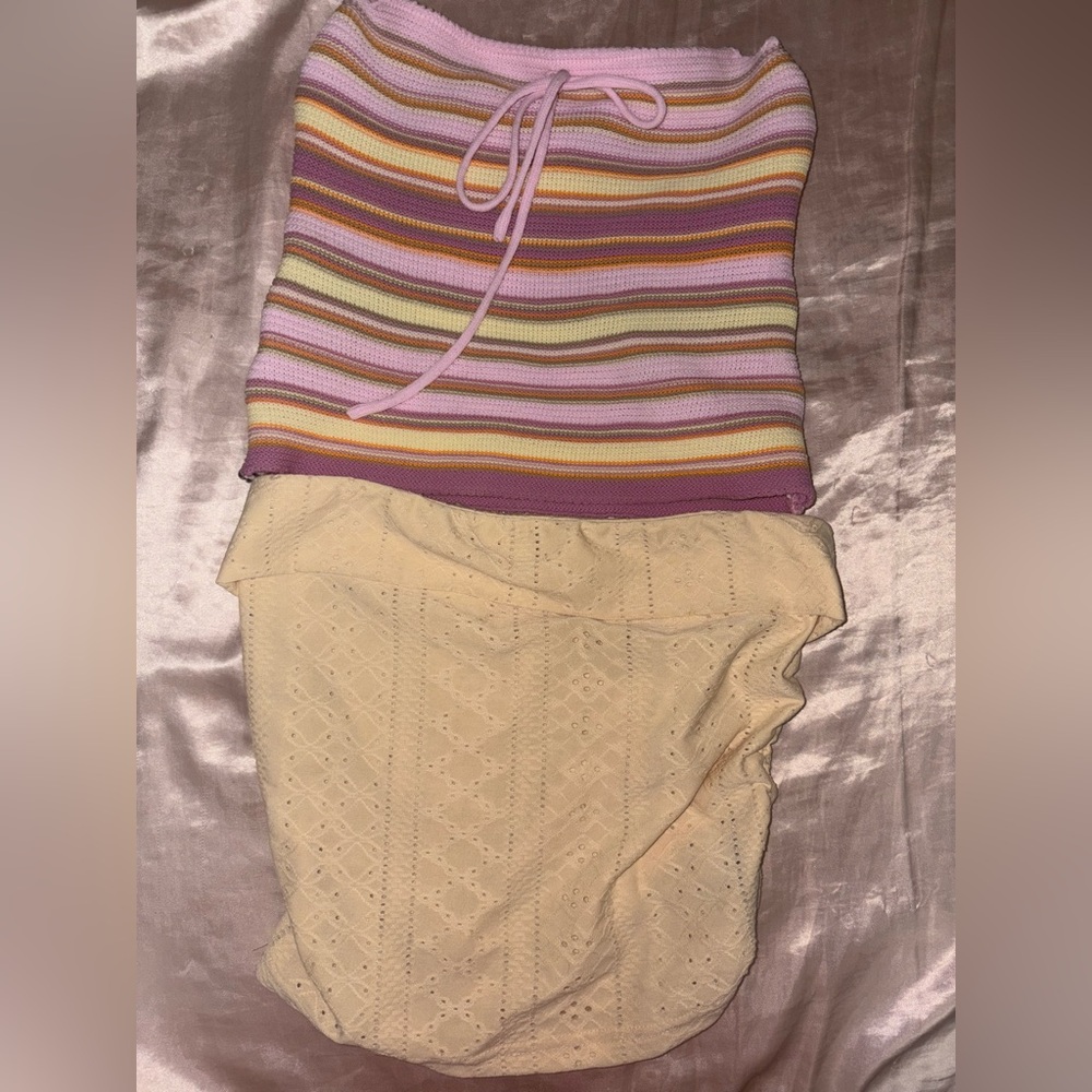 Striped Knit Top with Lace Skirt